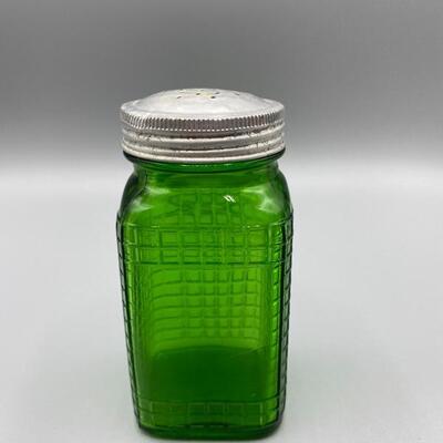 Vintage Large Green Glass Salt Shaker