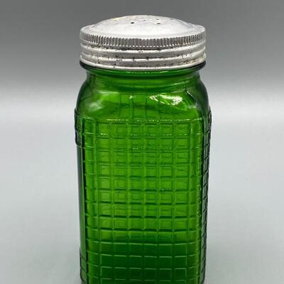 Vintage Large Green Glass Salt Shaker