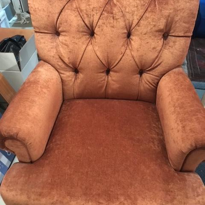 Velvet rust  covered chair- new
