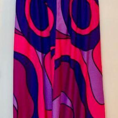 IDT 9   VINTAGE PSYCHEDELIC PRINT HAWAIIAN SHOP MIDI DRESS 
