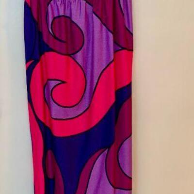 IDT 9   VINTAGE PSYCHEDELIC PRINT HAWAIIAN SHOP MIDI DRESS 