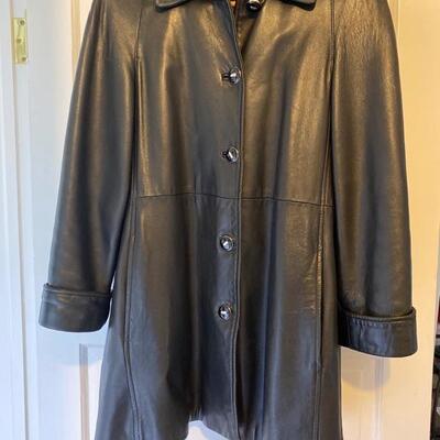 610 St. John Black Leather Coat