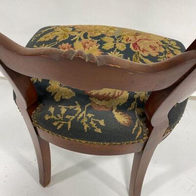 .75. Victorian Balloon Back Embroidered Carved Chair