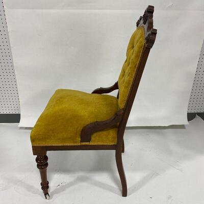 .73. Eastlake Velvet Carved Chair