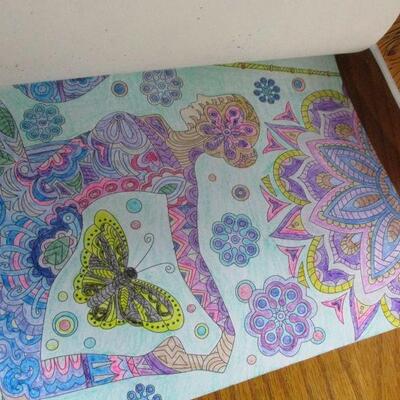 Lot 87 - Adult Coloring Book - Crayons & Colored Pens