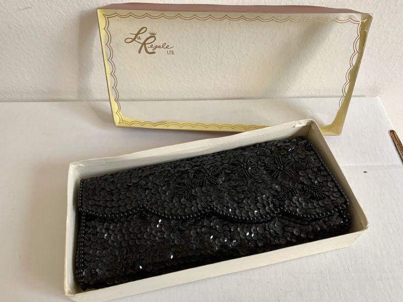black sequin clutch purse