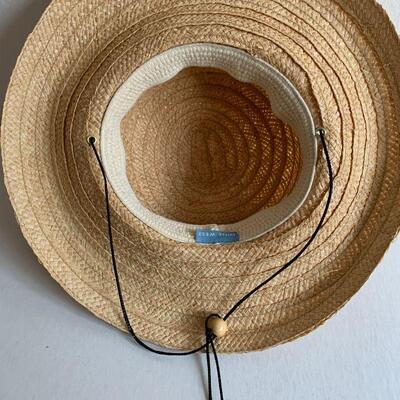 IDT 27  VINTAGE 9 WEST SRAW SUN HAT HIGH CROWN ADJUSTABLE CORD