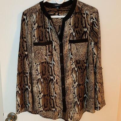 IDT 27  ELEMENTZ SNAKE PRINT LONG SLEEVE BLOUSE 