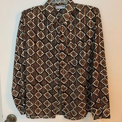 IDT 28  ALFRED DUNNER GEOMETRIC PRINT LONG SLEEVE BLOUSE SIZE 8