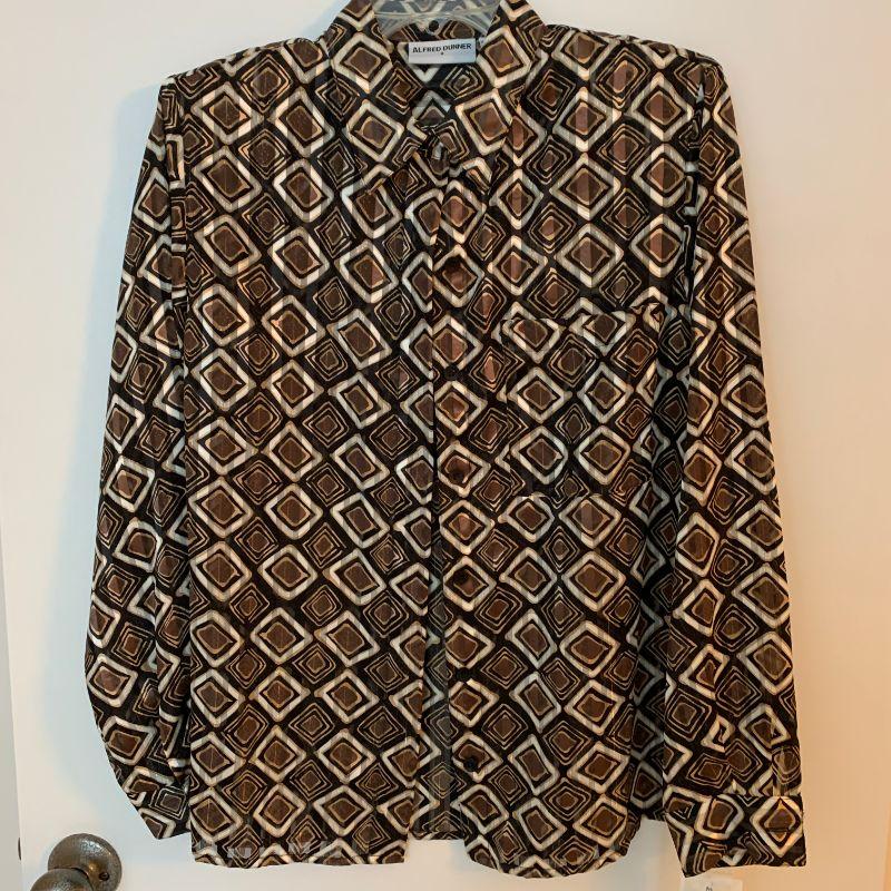 IDT 28 ALFRED DUNNER GEOMETRIC PRINT LONG SLEEVE BLOUSE SIZE 8 ...