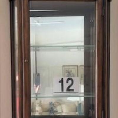 LOT#12LR: Two Shelf Wall Curio with Mirrored Back