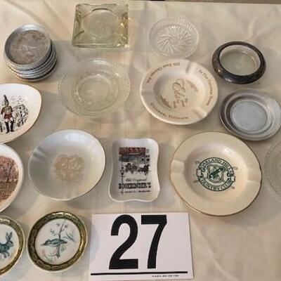 LOT#27LR: Plate, Coaster & Ashtray Lot Includes 2 Limoges Plates