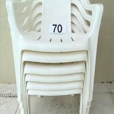 LOT#70P: Set of 6 Syroco Plastic Deck Chairs
