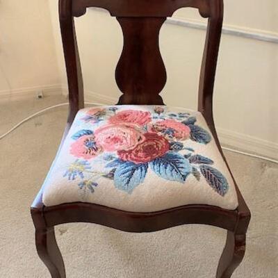 LOT#75MB: Early 20th Century Oak with a Needlepoint Seat