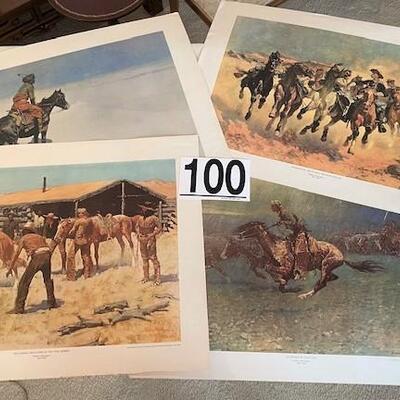LOT#100DR: Frederic Remington Prints Set of 4