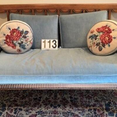 LOT#113H: John A. Colby & Sons Bench with Needlepoint Pillows