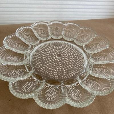 Glass deviled egg serving dish 