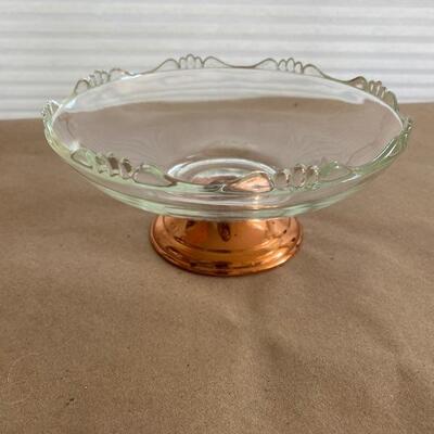 Copper glass pedestal dish 