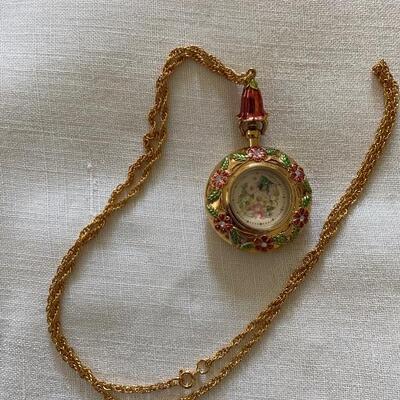 Franklin mint floral pocket watch pendant 