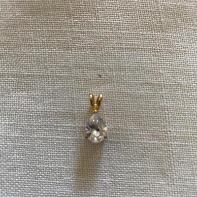 Teardrop shaped cubic zirconia or diamond look pendant