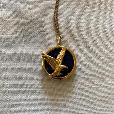 Vintage eagle on blue necklace 