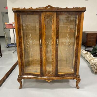 .42. Two Door Etched Glass Curio Cabinet