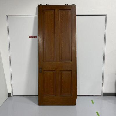 .45. Salvaged Pocket Door with Eastlake Hardware