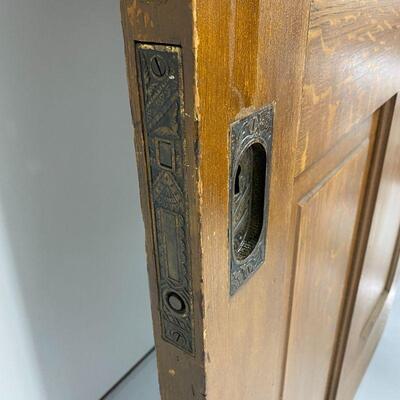 .45. Salvaged Pocket Door with Eastlake Hardware