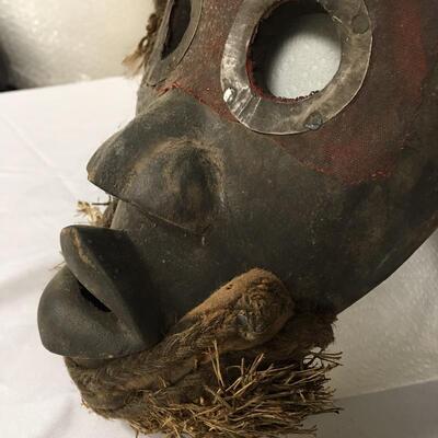 Lot 5 - Wooden Mask with Rope Hair