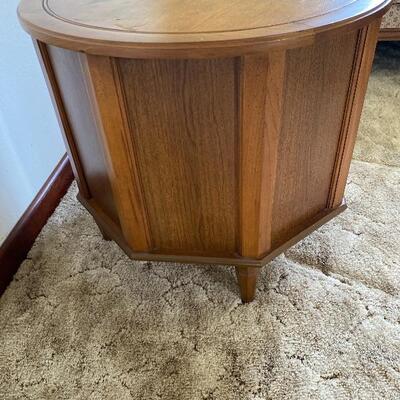 Vintage Round Wood Accent Table 
