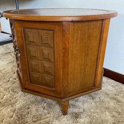 Vintage Round Wood Accent Table 