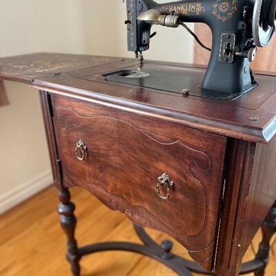 Franklin sewing machine in case cabinet 