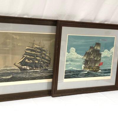 Lot 21 - Pair of Richard Linton Ship Paintings with COAs