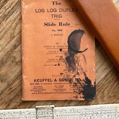 Vintage trig slide rule Leather case and booklet 
