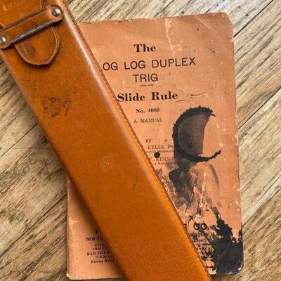 Vintage trig slide rule Leather case and booklet 