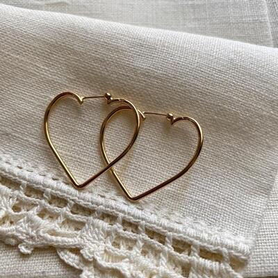 Gold filled heart hoop earrings 