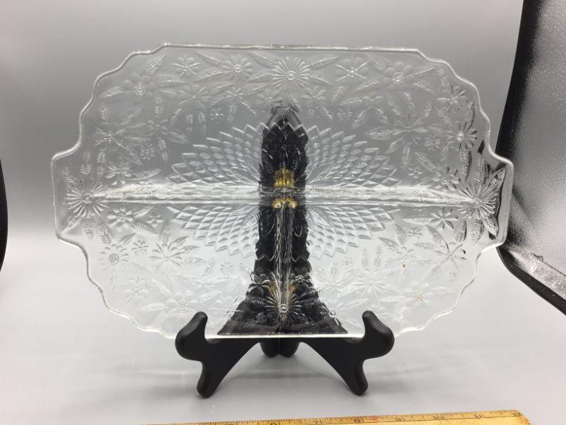 Floral Glass Divided Serving Plate