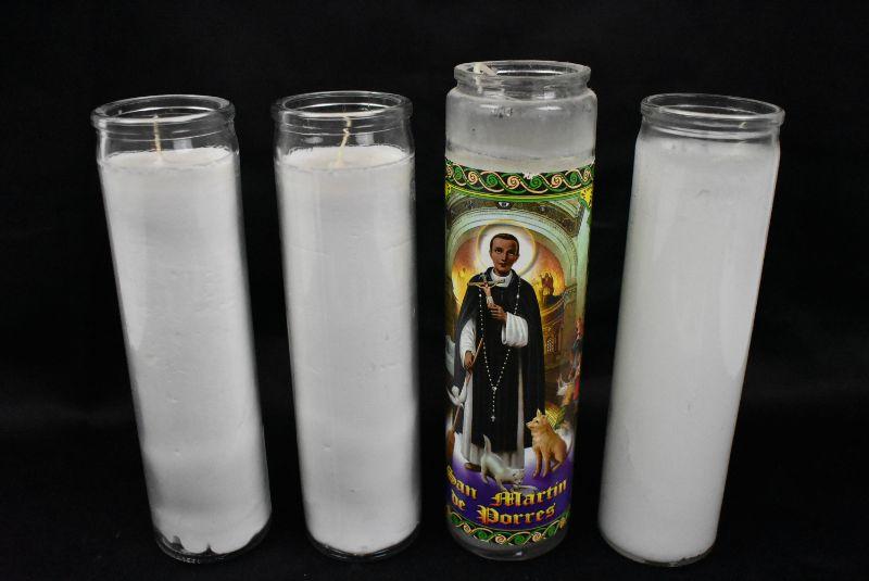 4 Tall White Religious Candles