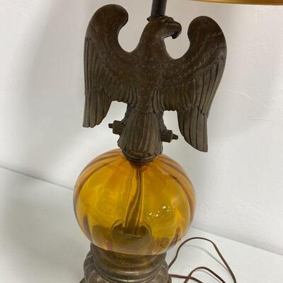 .117. Vintage Amber Eagle Lamp