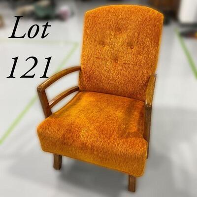 .121. MCM Plush Orange Bounce Rocker Chair