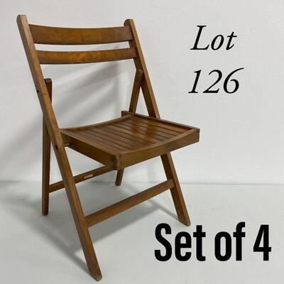 .126. Set of 4 Vintage Romanian Folding Wood Chairs