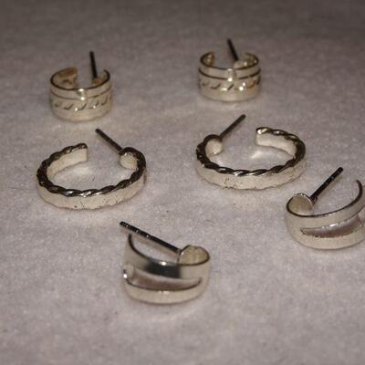 Silver Tone Hoop Earrings, missing backs