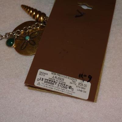 Nautical Seashell Gold & Brass Tone Key Ring, New w/tags