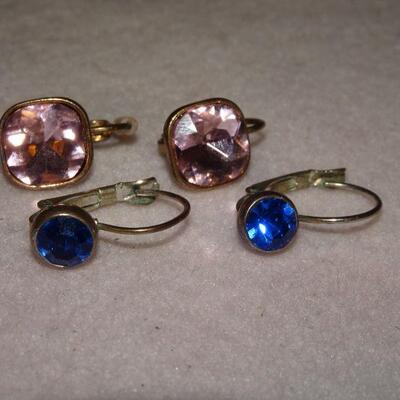 Pink & Blue Rhinestone Earrings 