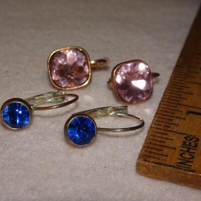 Pink & Blue Rhinestone Earrings 