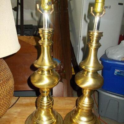 Pair of Brass Lamps with a Brushed Finish