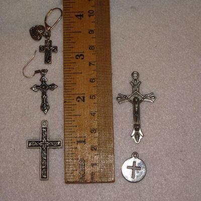 Misc. Cross Lot, Silver Tone, No Sterling, Craft Crosses 
