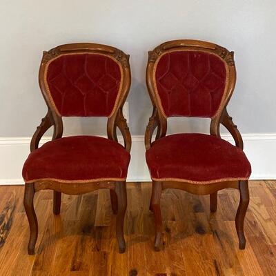 Pair of Carved Wood Parlor Chairs 