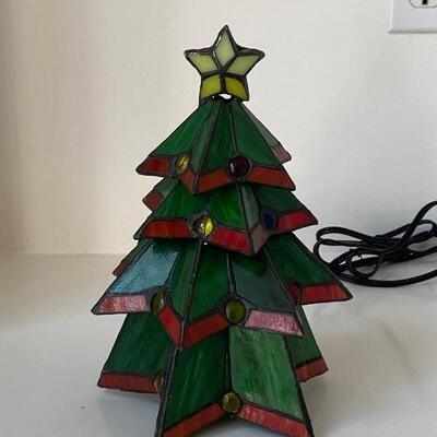 Stained Glass Lighted Tabletop Christmas Tree  