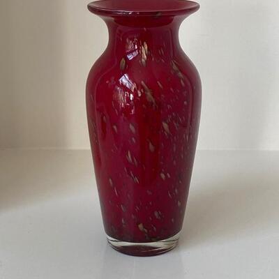 Red & Gold Glass Vase 